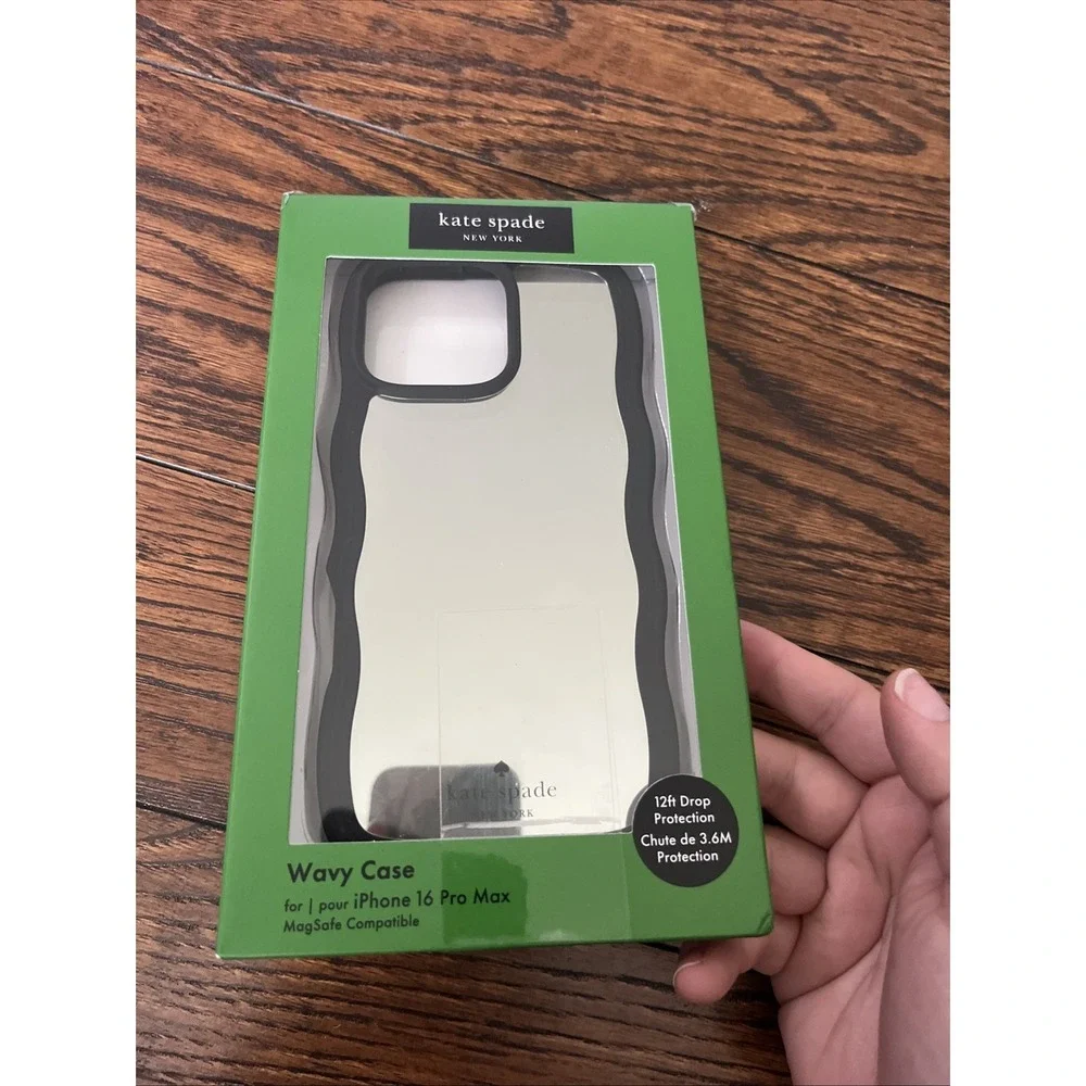 KATE SPADE Black Wavy Mirrored iPhone 16 PRO MAX Case Brand NEW